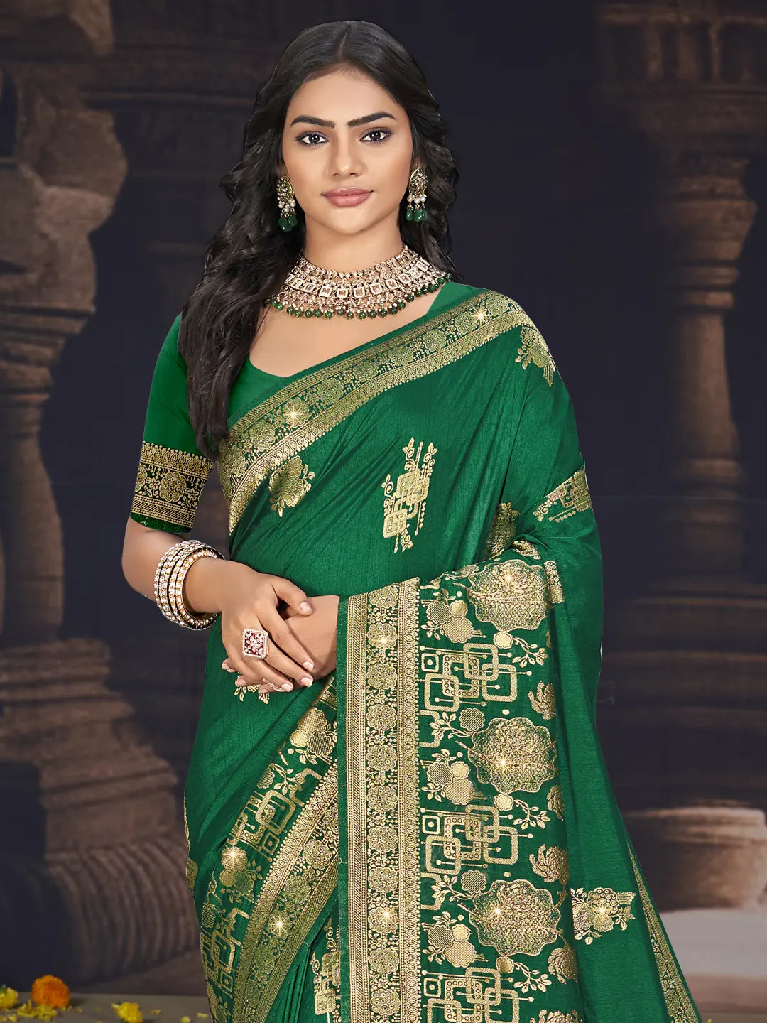 Dark Green Silk Saree