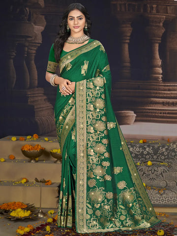 Dark Green Silk Saree