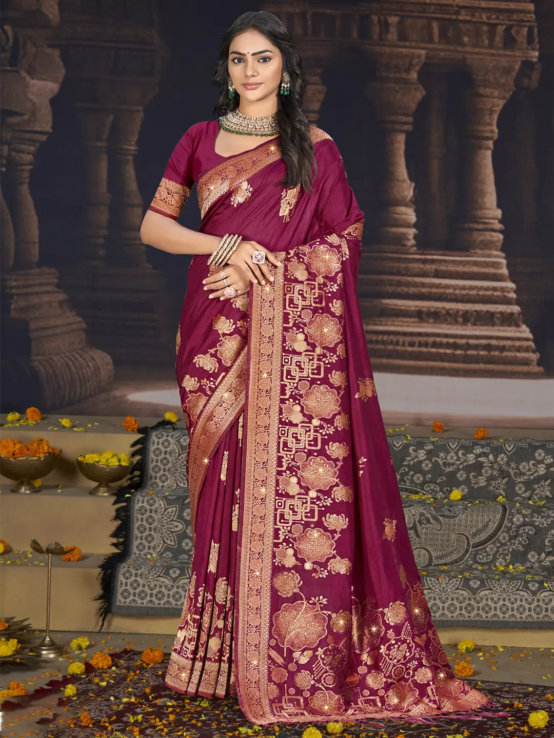 Purple Silk Saree