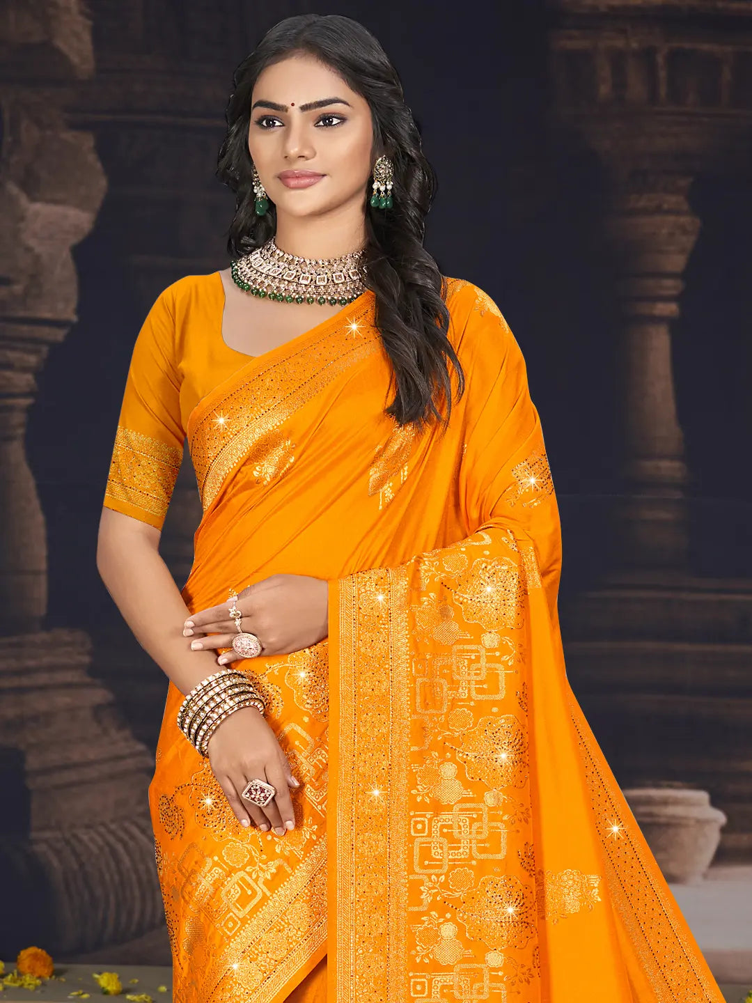 Mustard Yellow Silk Saree