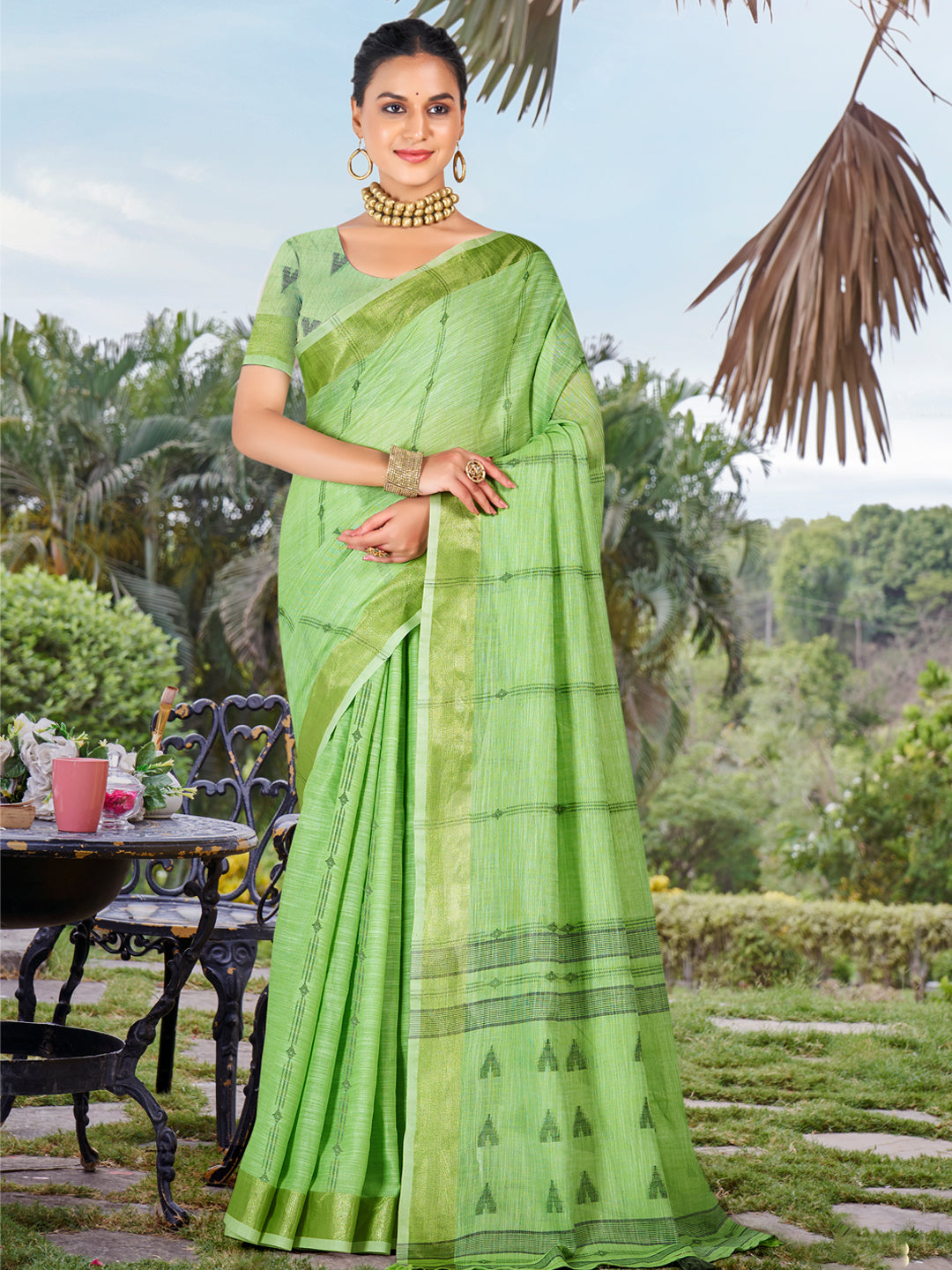 Light Green Cotton Saree