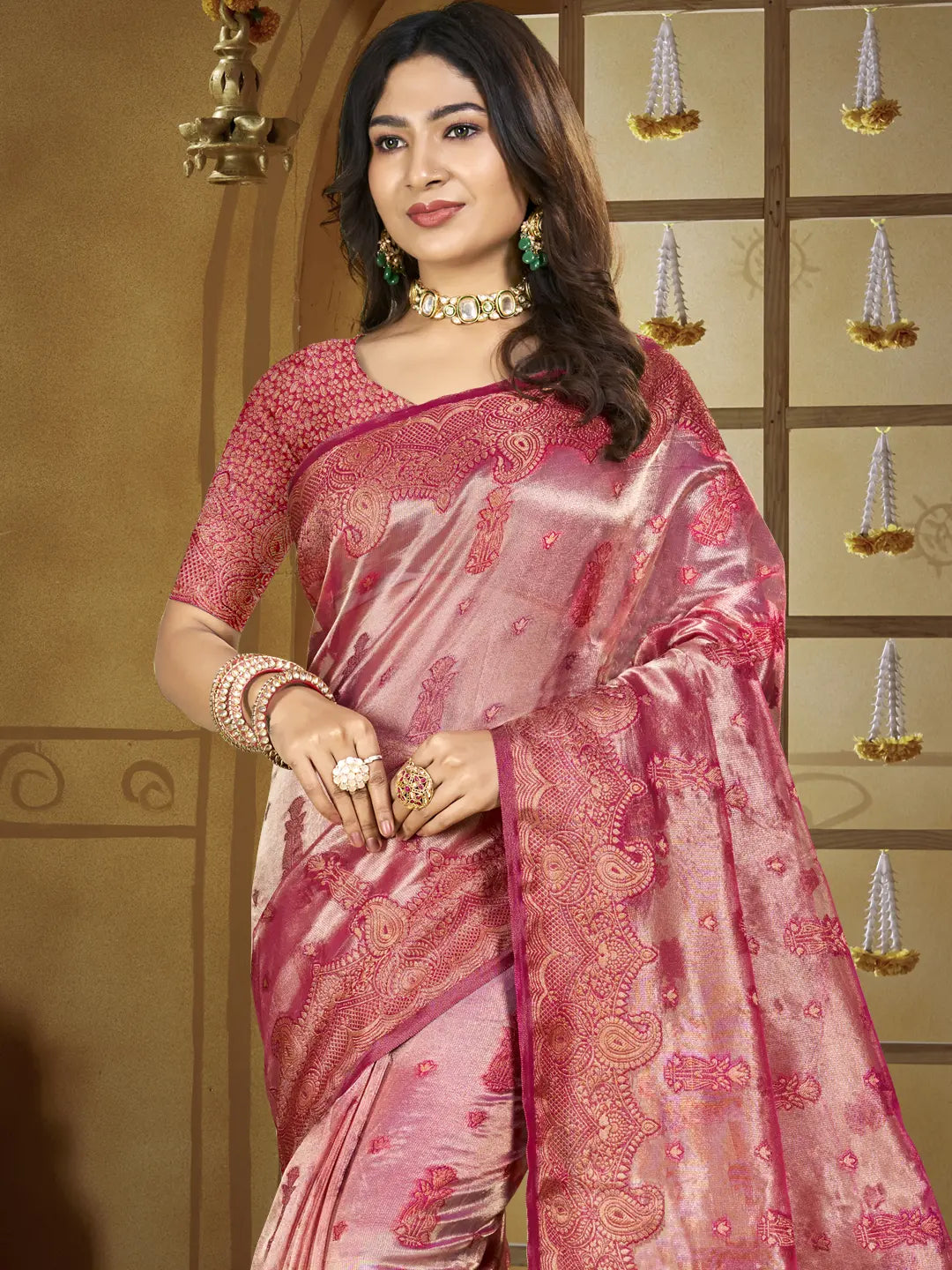 Pink Silk Saree