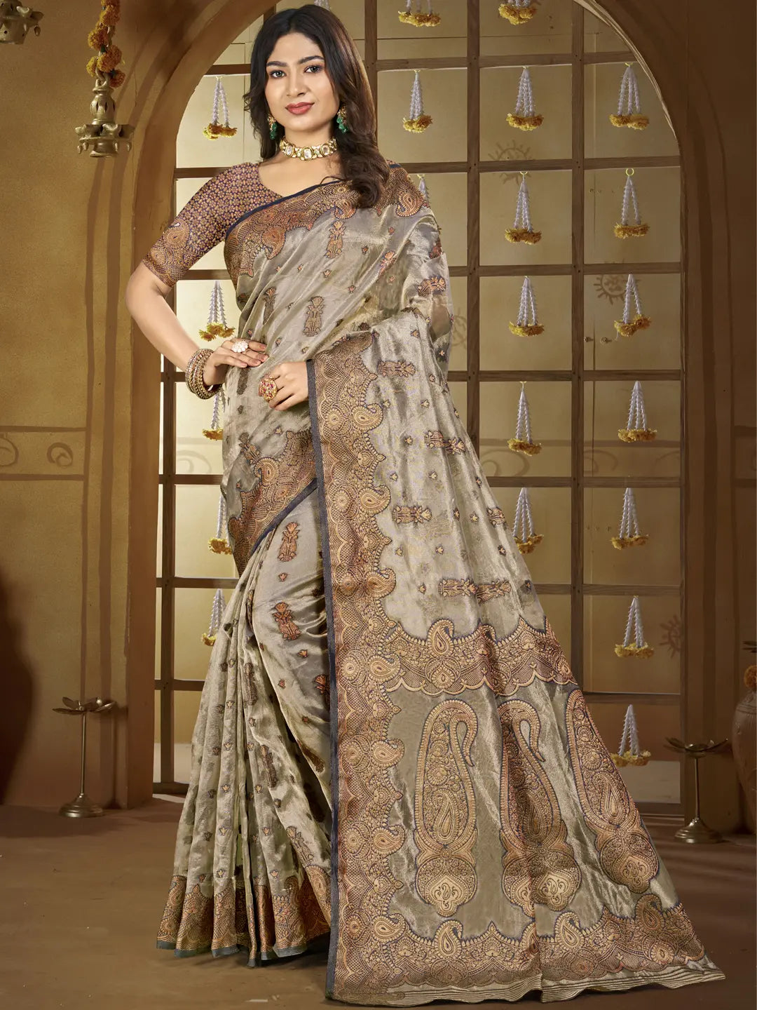 Gray Silk Saree