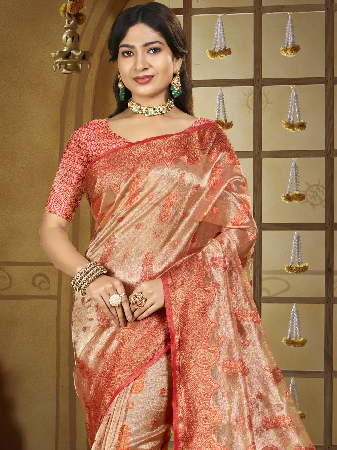 Peach Silk Saree