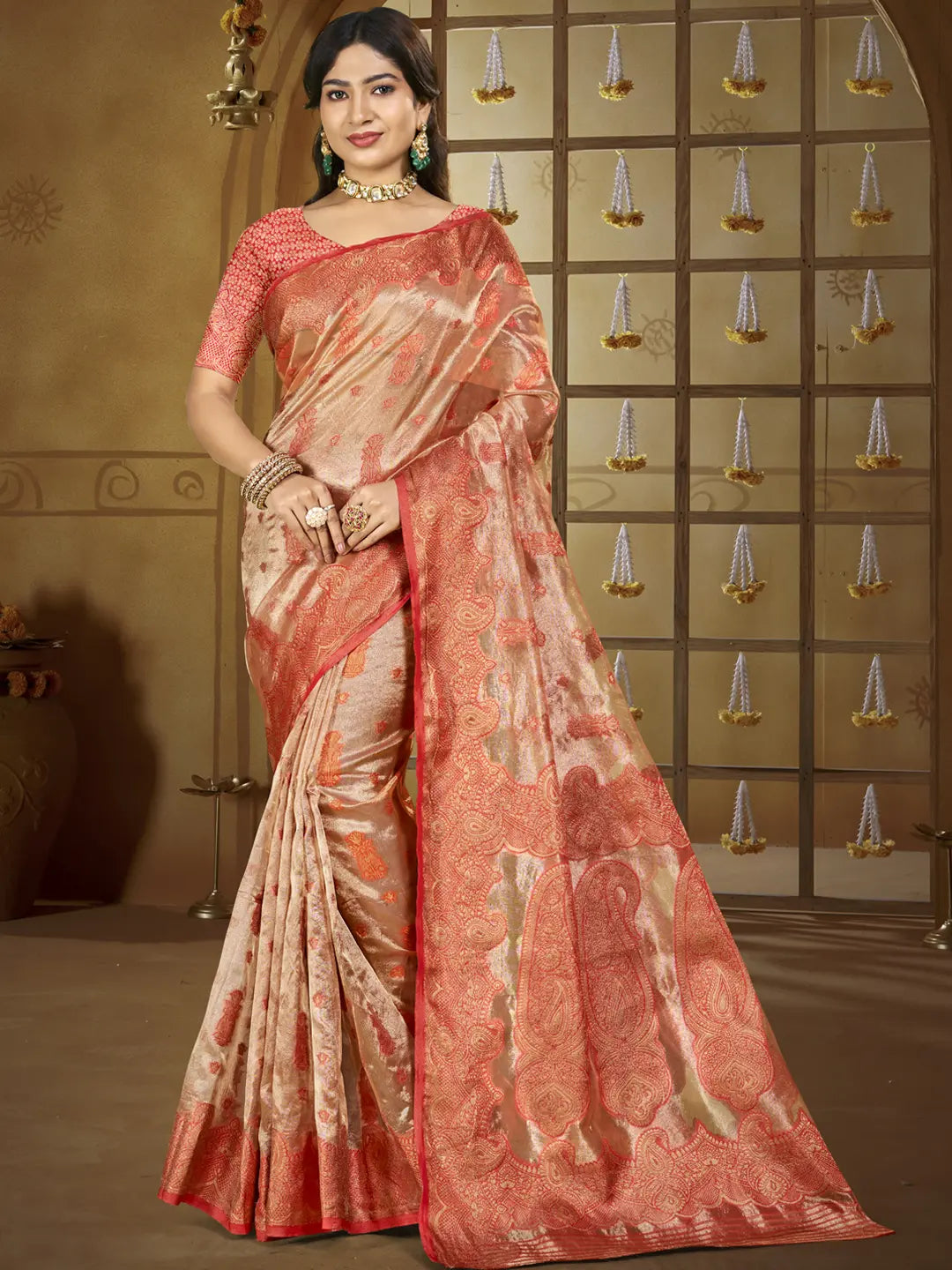 Peach Silk Saree