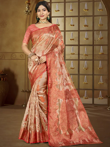 Peach Silk Saree