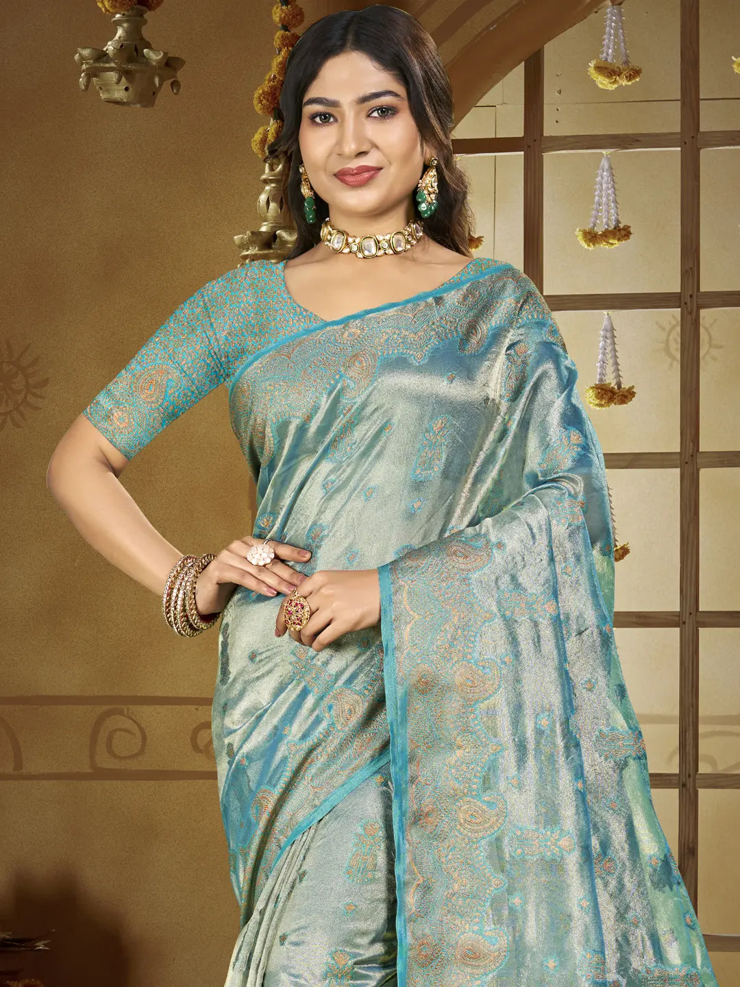 Sky Blue Silk Saree