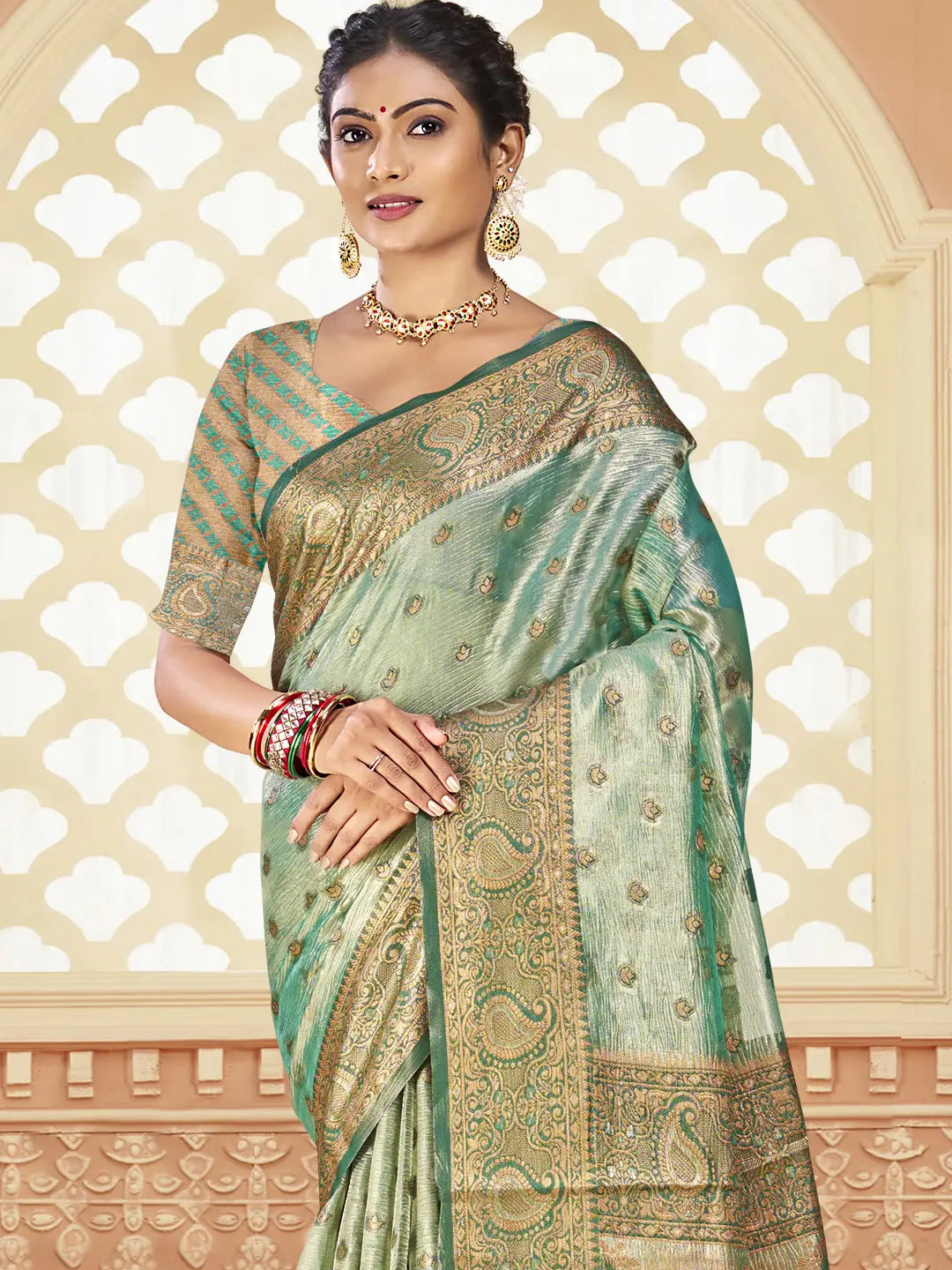 Pista Green Silk Saree