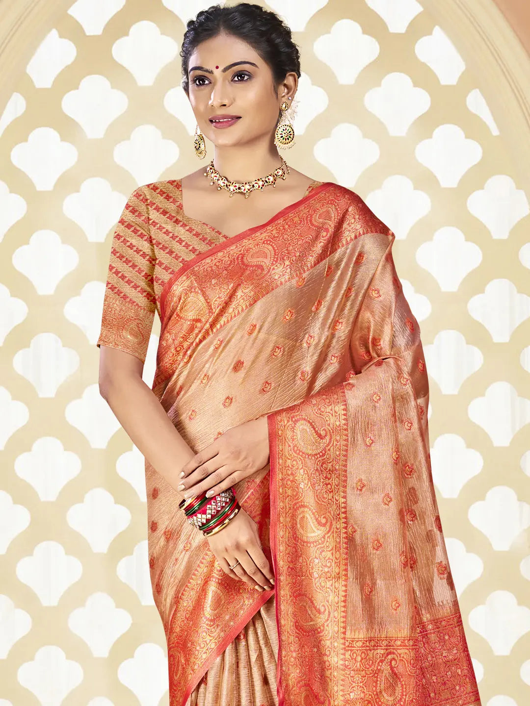 Peach Silk Saree