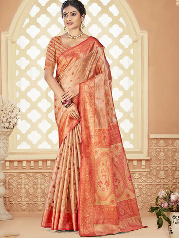 Peach Silk Saree