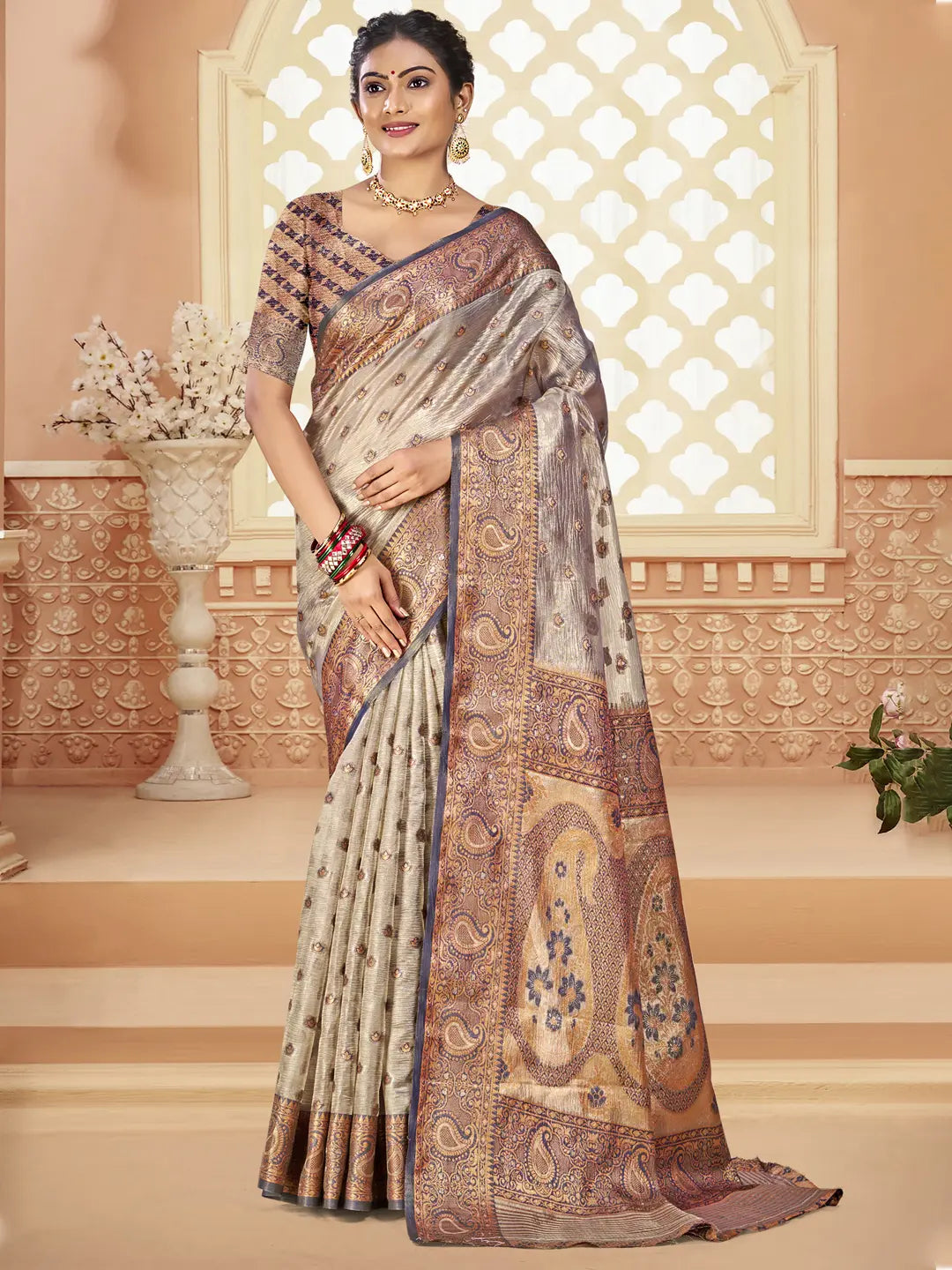 Gray Silk Saree