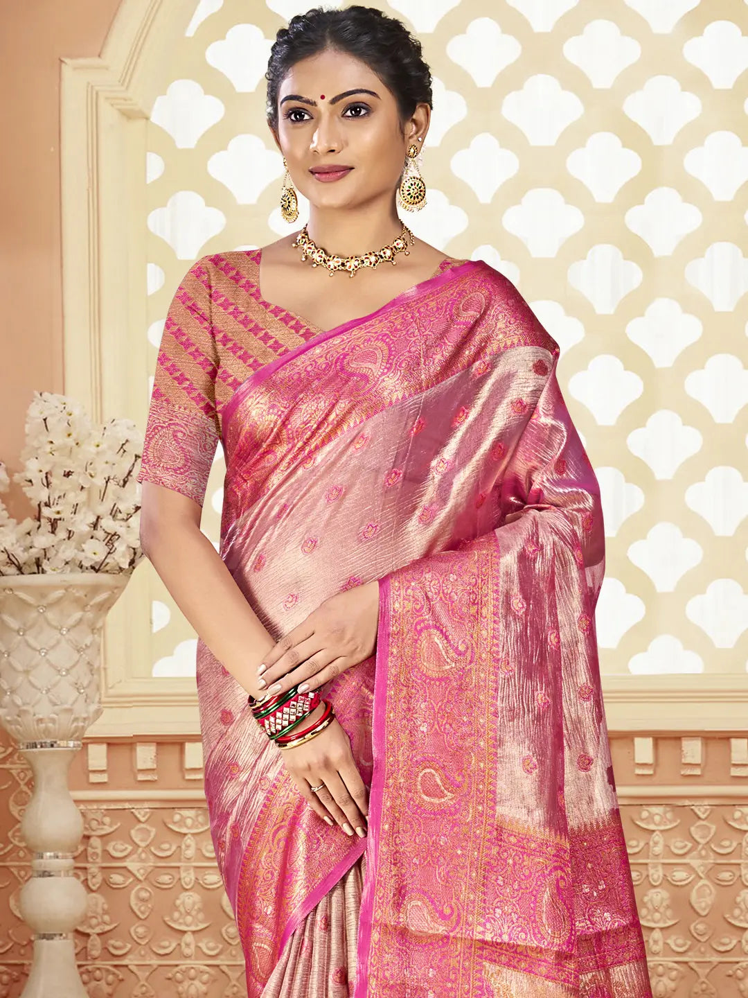 Pink Silk Saree