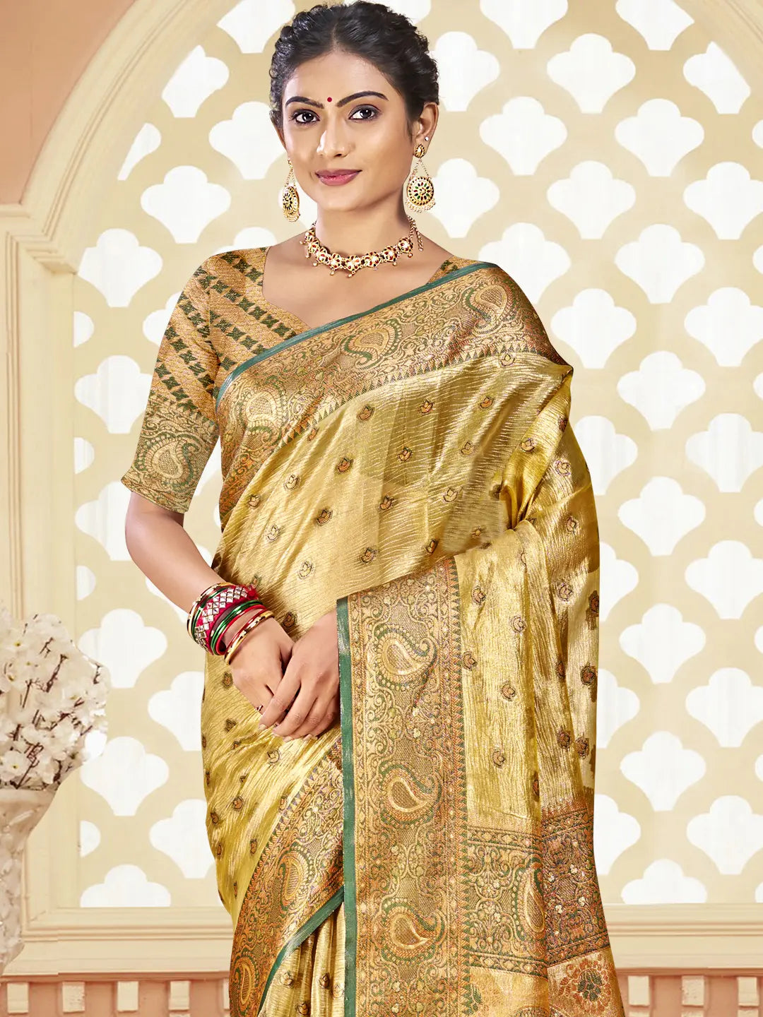 Beige Silk Saree