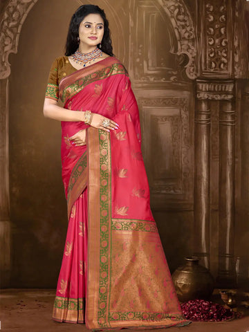 Dark Pink Silk Saree