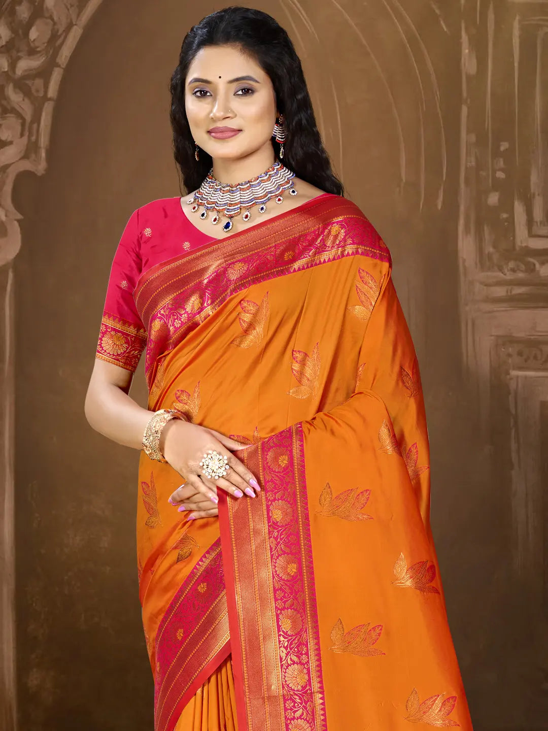 Orange Silk Saree