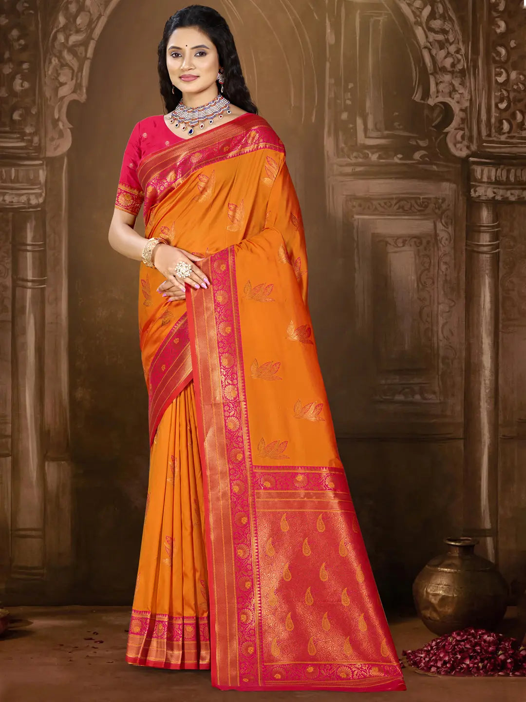 Orange Silk Saree