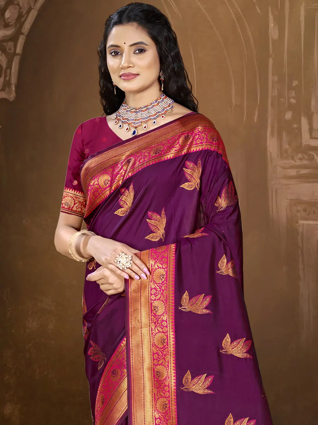 Wine Silk Saree