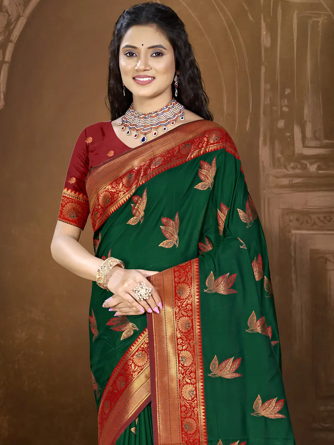 Dark Green Silk Saree