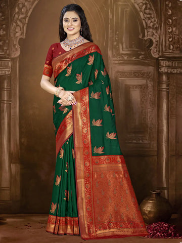 Dark Green Silk Saree