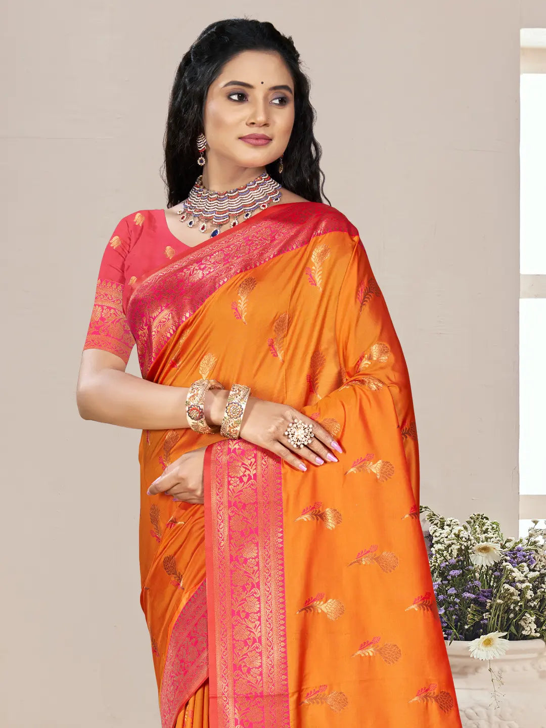 Orange Silk Saree