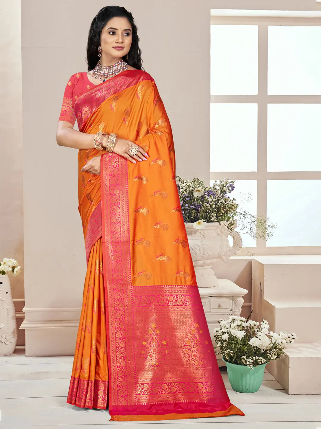 Orange Silk Saree