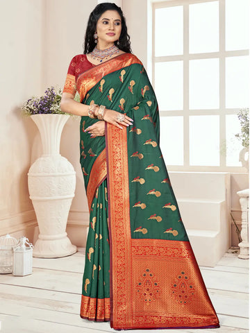 Dark Green Silk Saree