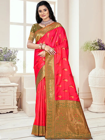 Magenta Pink Silk Saree