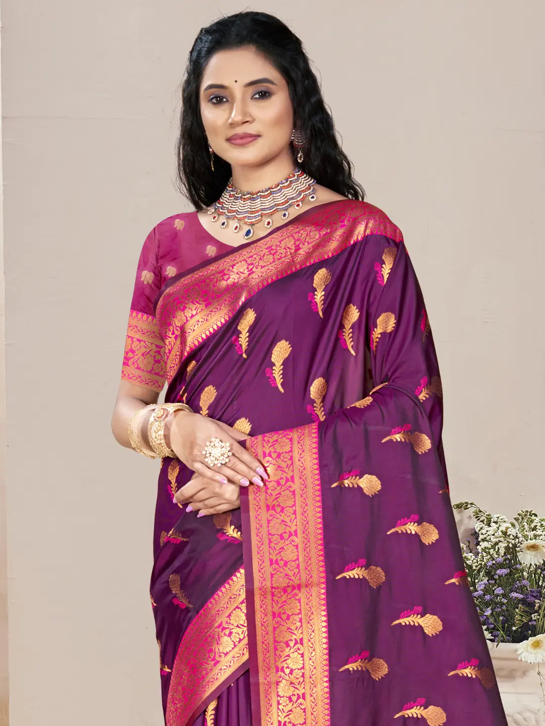 Purple Silk Saree