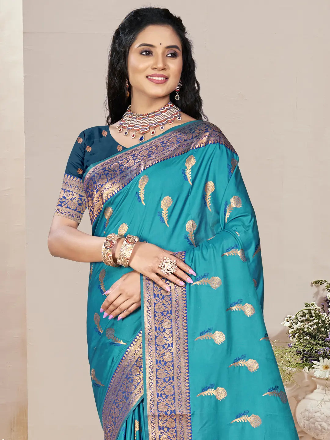 Sky Blue Silk Saree