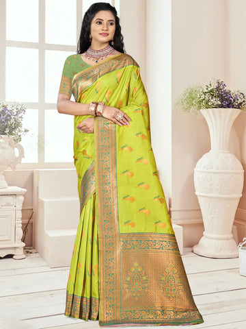 Lime Green Silk Saree