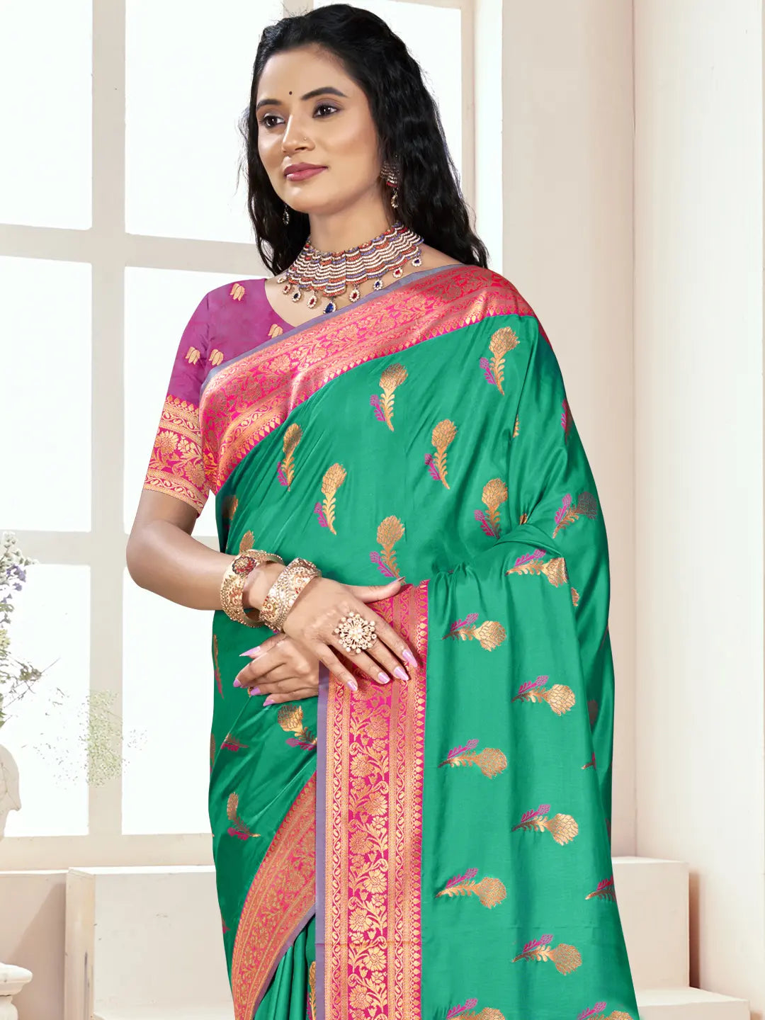 Pista Green Silk Saree