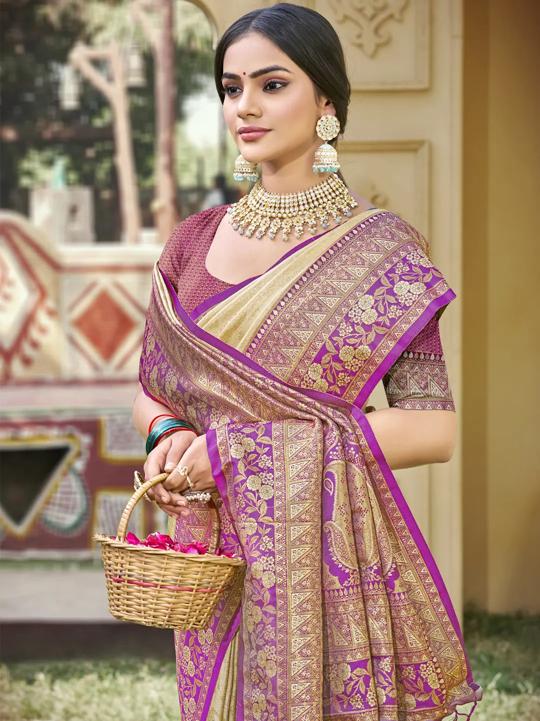 Gray Banarasi Silk Saree