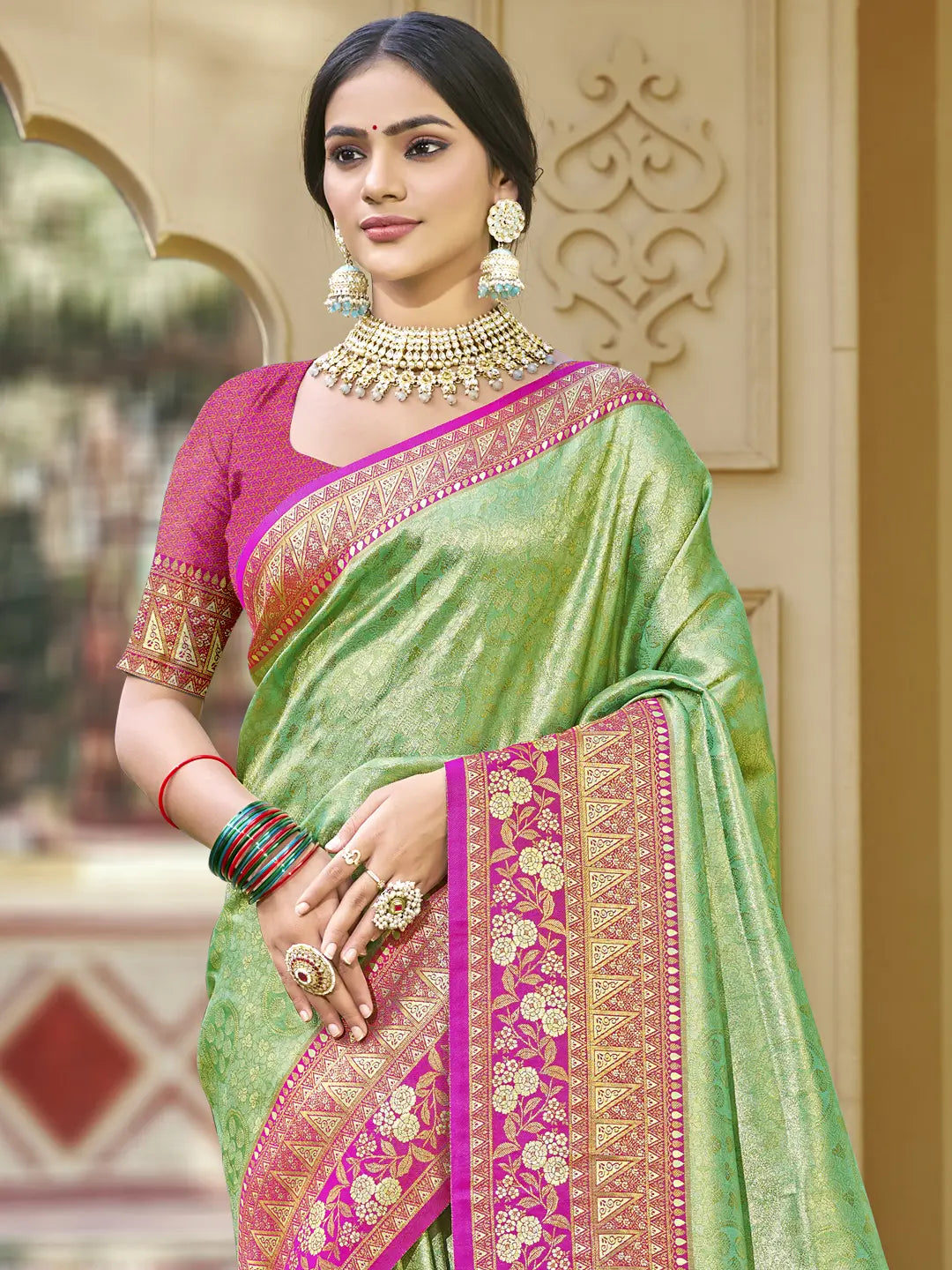 Light Green Banarasi Silk Saree