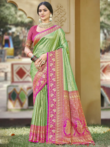 Light Green Banarasi Silk Saree