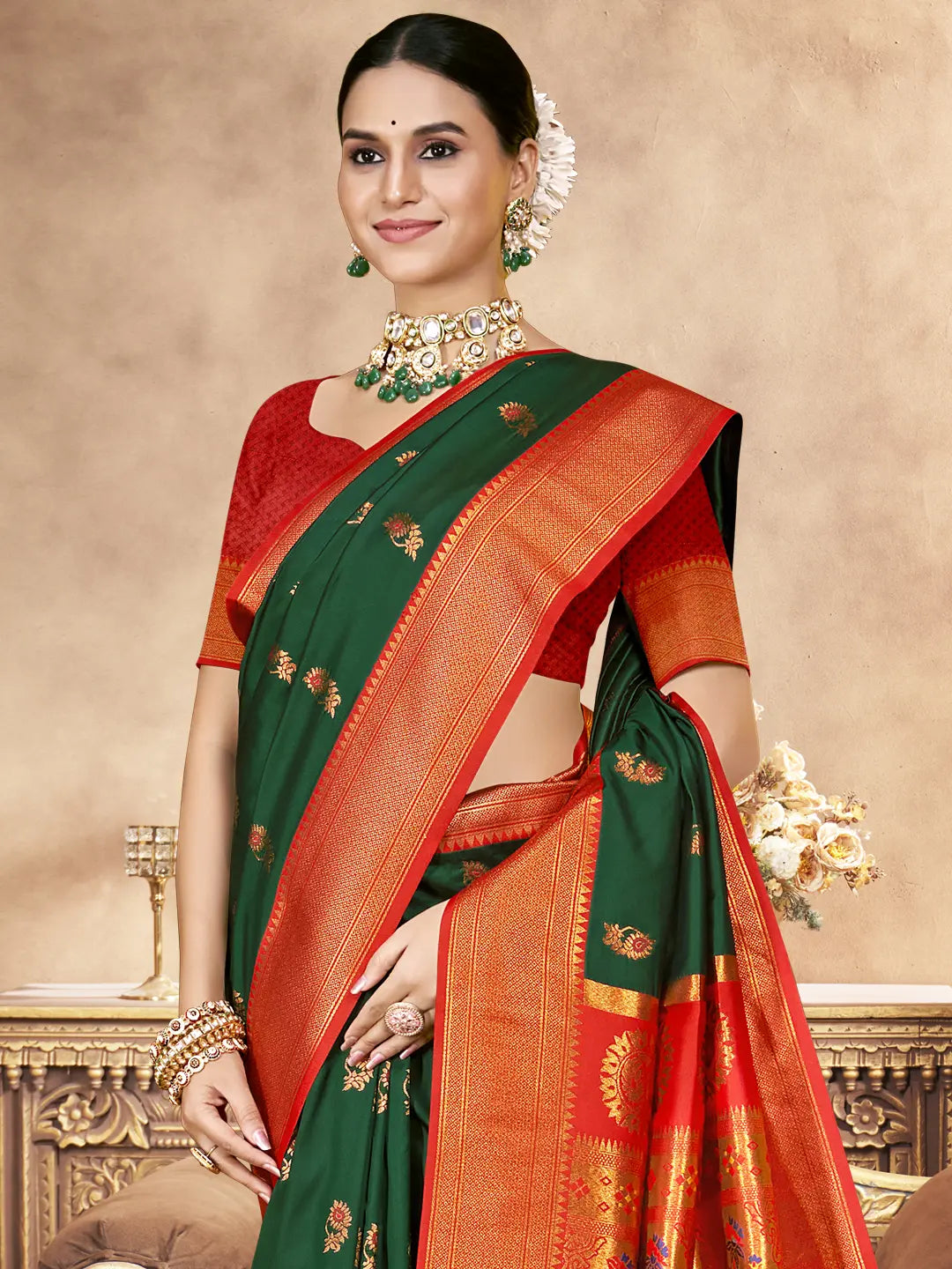 Dark Green Silk Saree