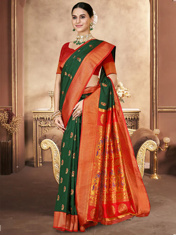 Dark Green Silk Saree