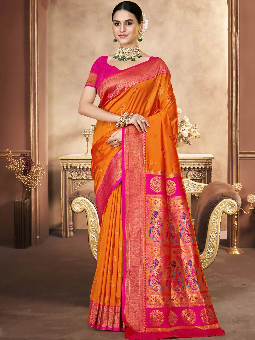 Orange Silk Saree