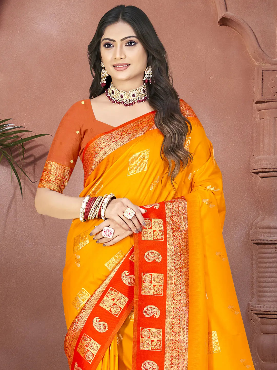 Mustard Yellow Silk Saree