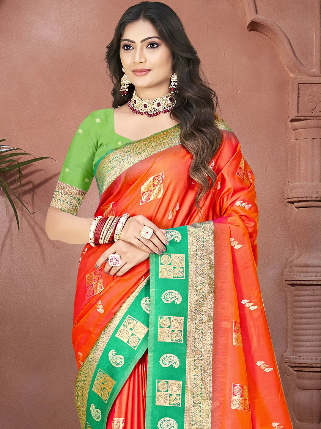 Orange Silk Saree