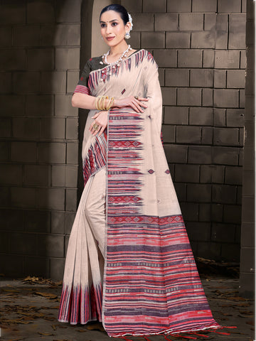 Cream Cotton Saree