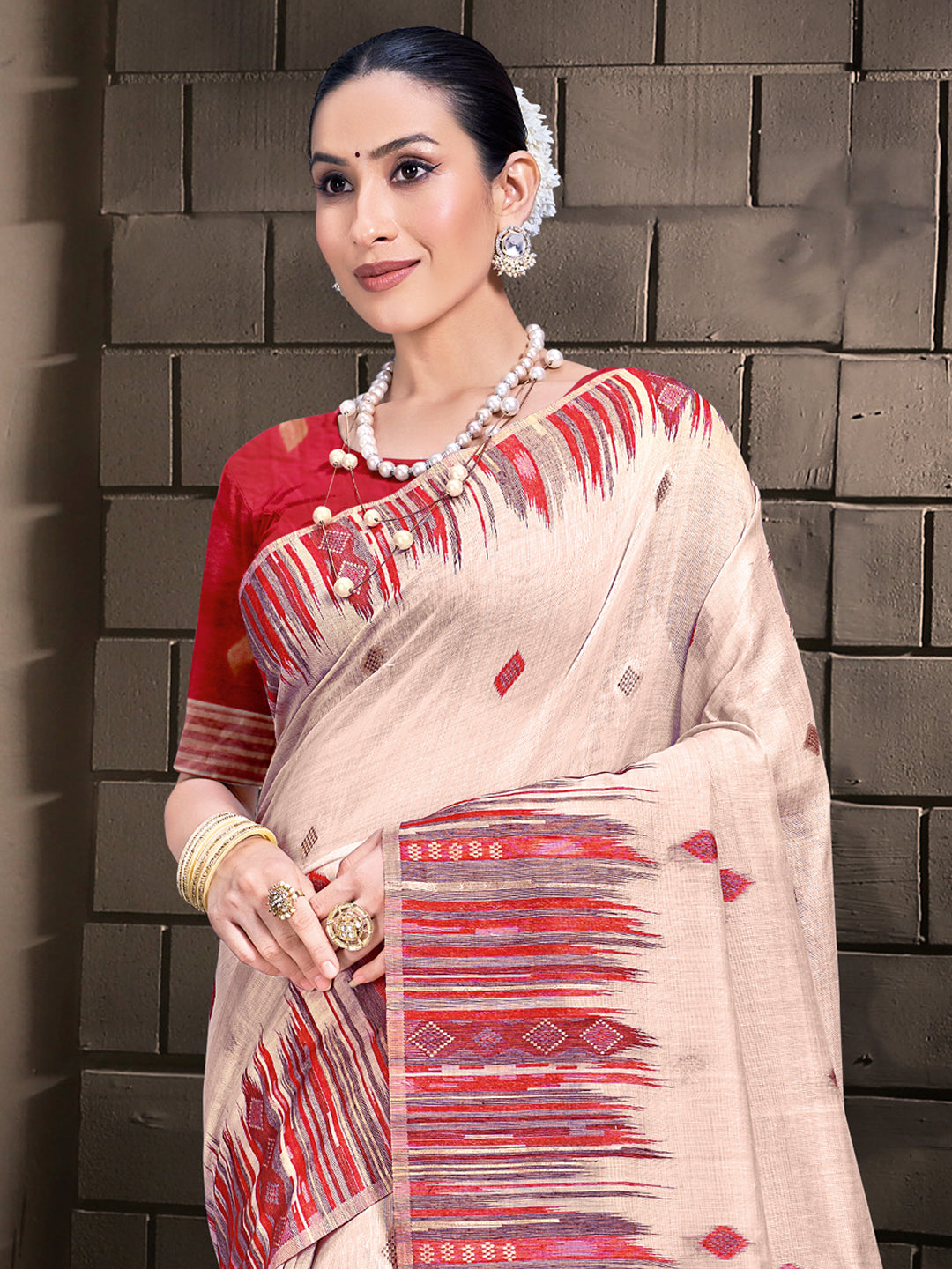 Cream Cotton Saree