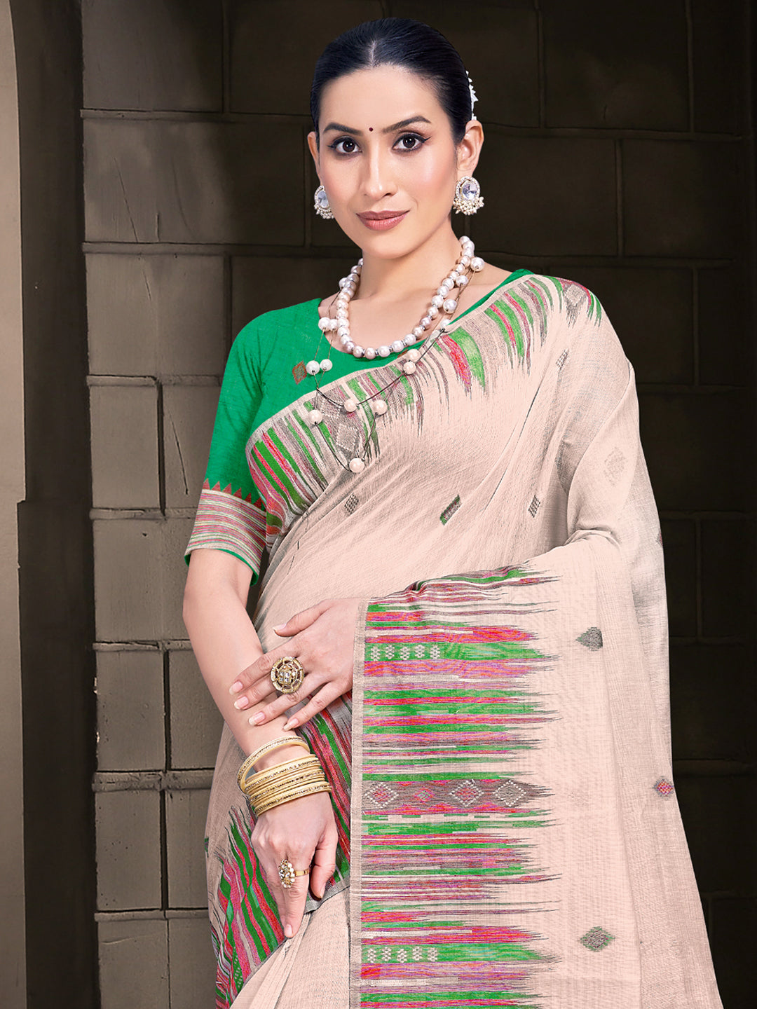 Cream Cotton Saree