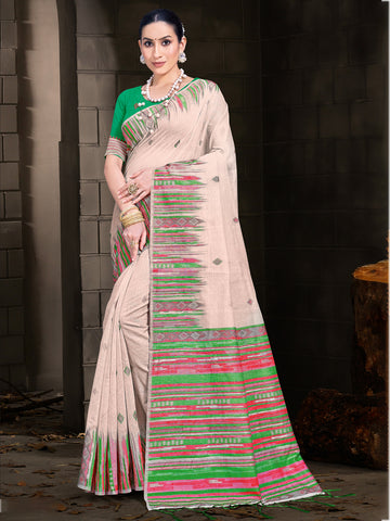 Cream Cotton Saree