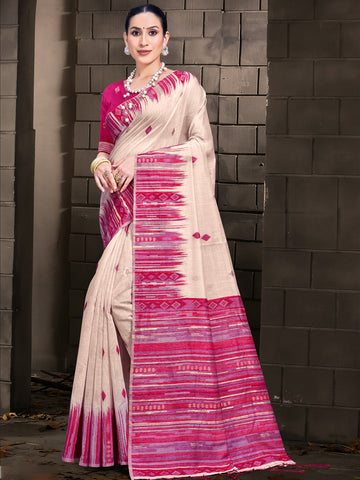 Cream Cotton Saree