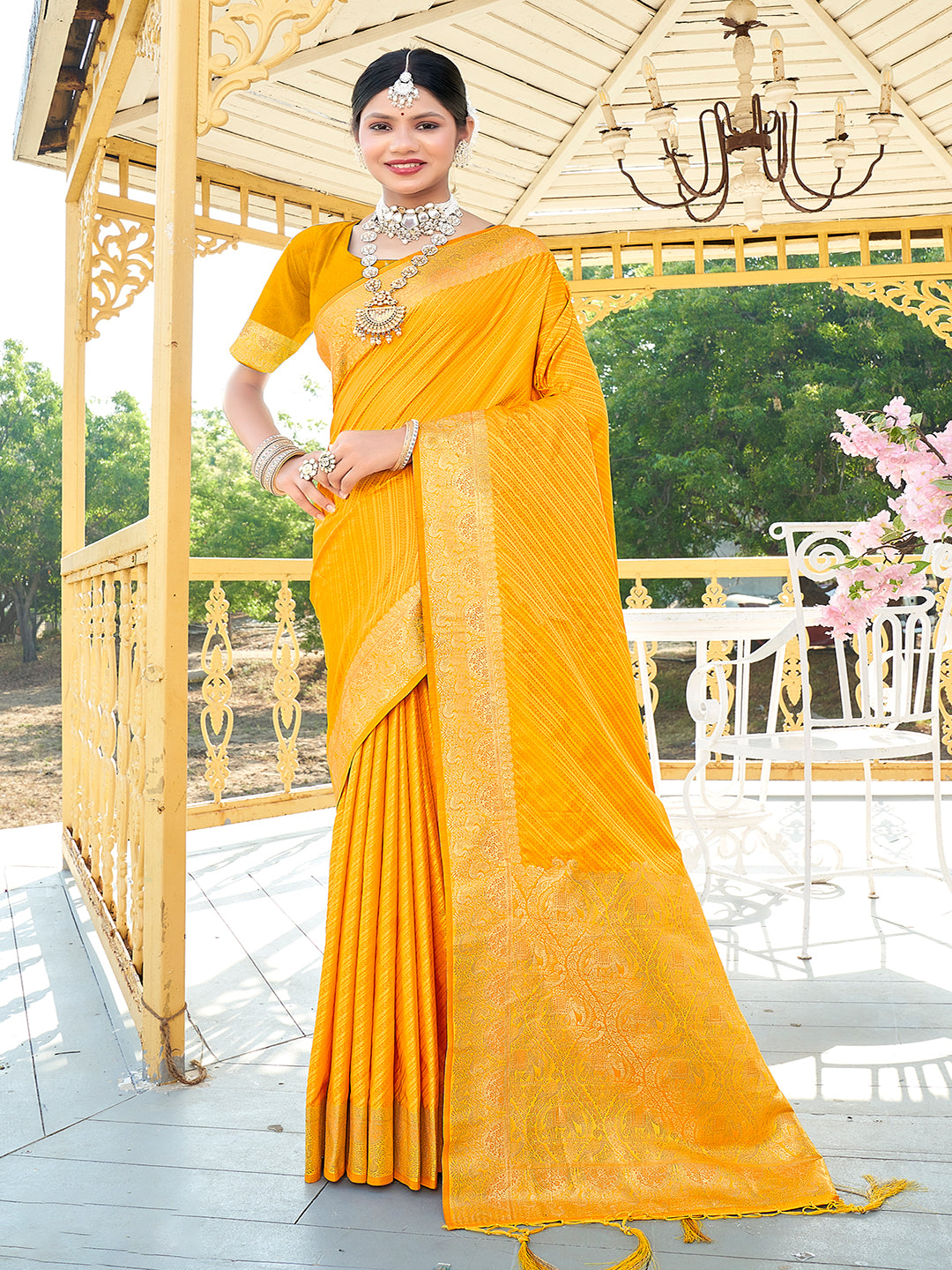 Sangam Yellow Silk Saree