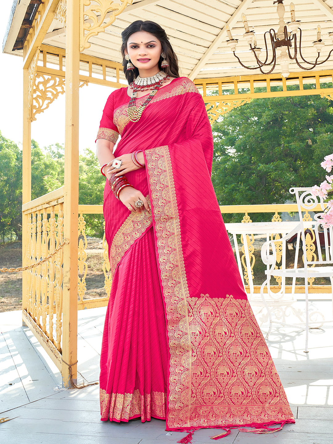 Pink Silk Saree