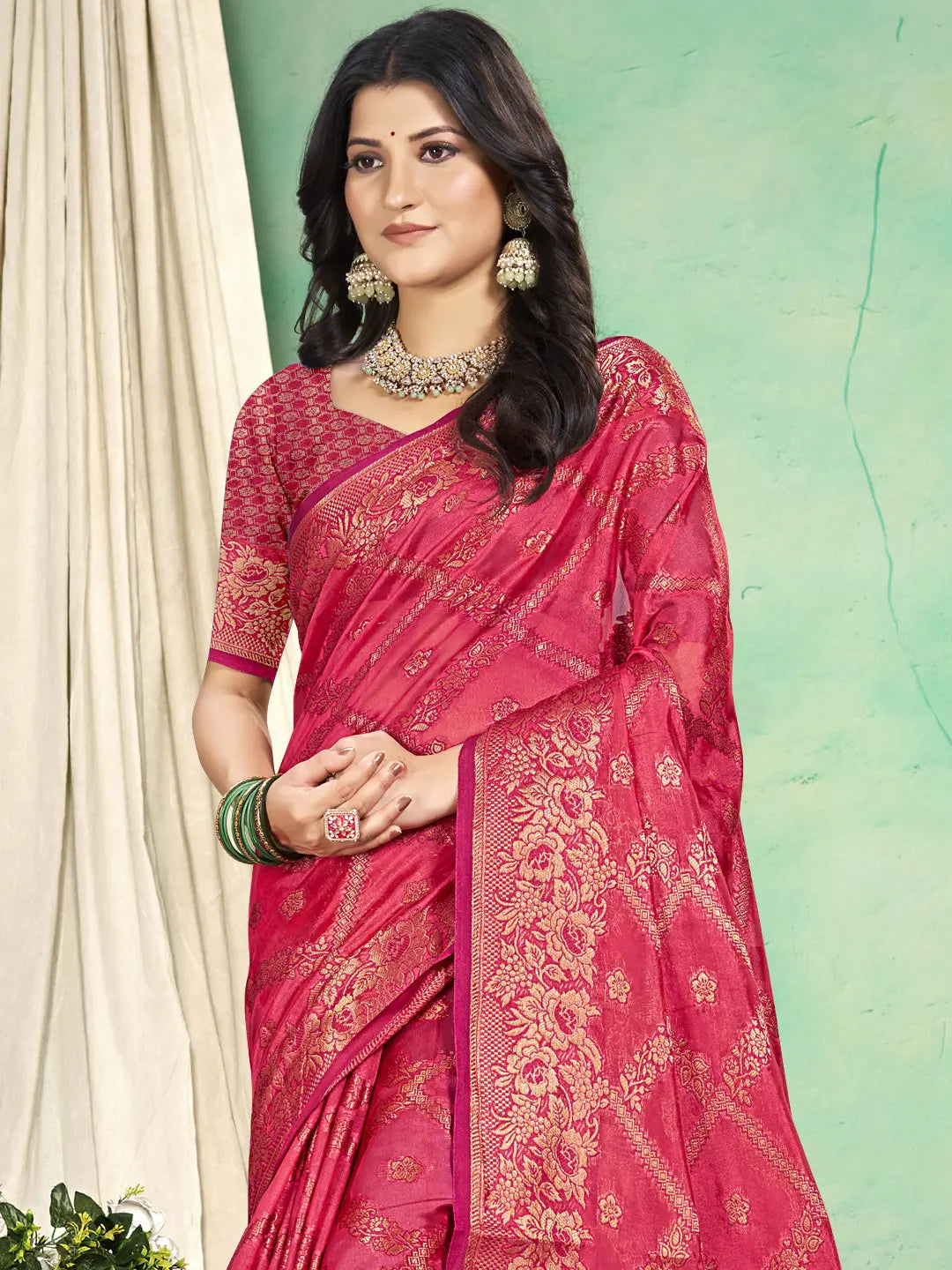 Pink Silk Saree