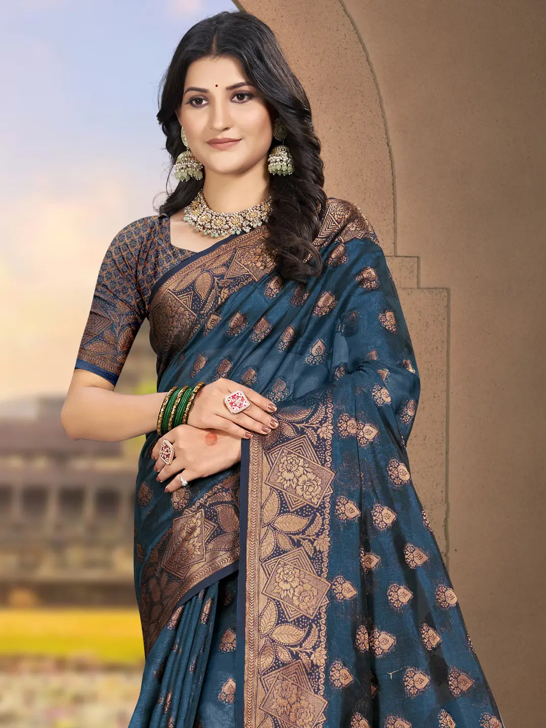 Navy Blue Silk Saree