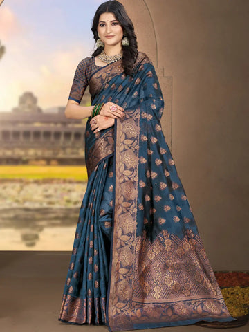 Navy Blue Silk Saree