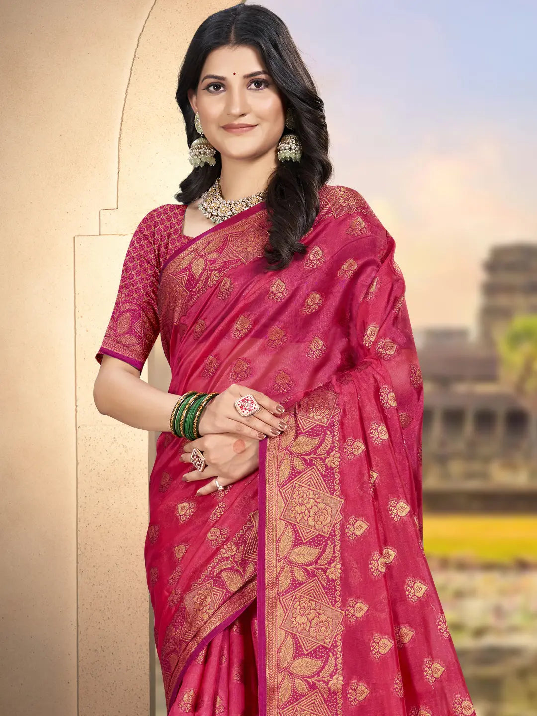 Pink Silk Saree